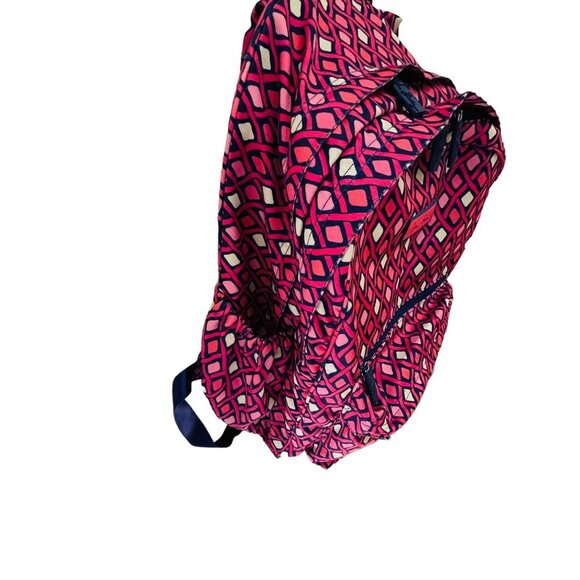 Retired Large Vera Bradley Canvas Backpack Pink Navy Blue 4 Pockets H2O … - Picture 3 of 16
